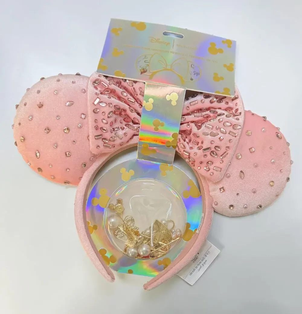 Disney BaubleBar DIY Custom Minnie Ears Headband Pink Embellished NWT